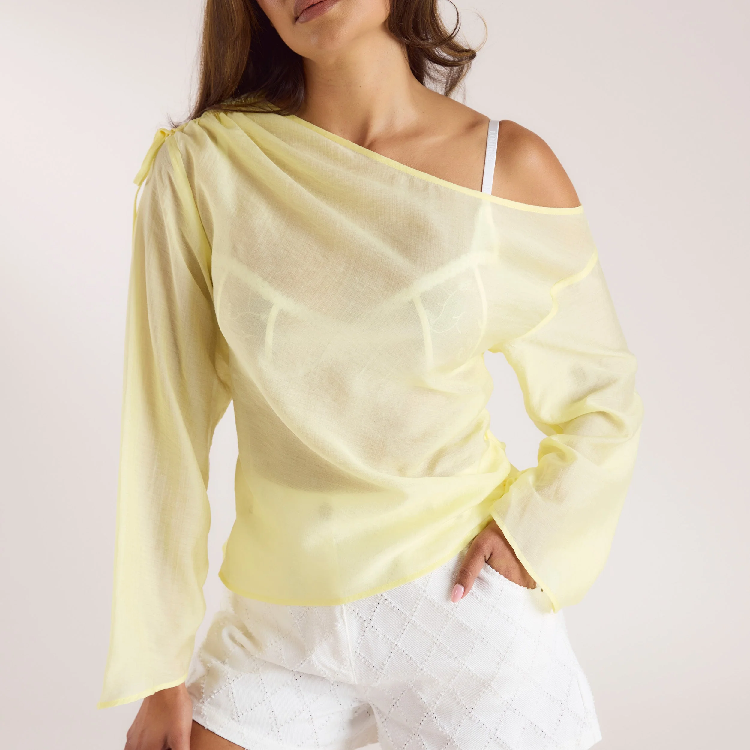 Asymmetric Chiffon Top - Buttermilk - Image 4