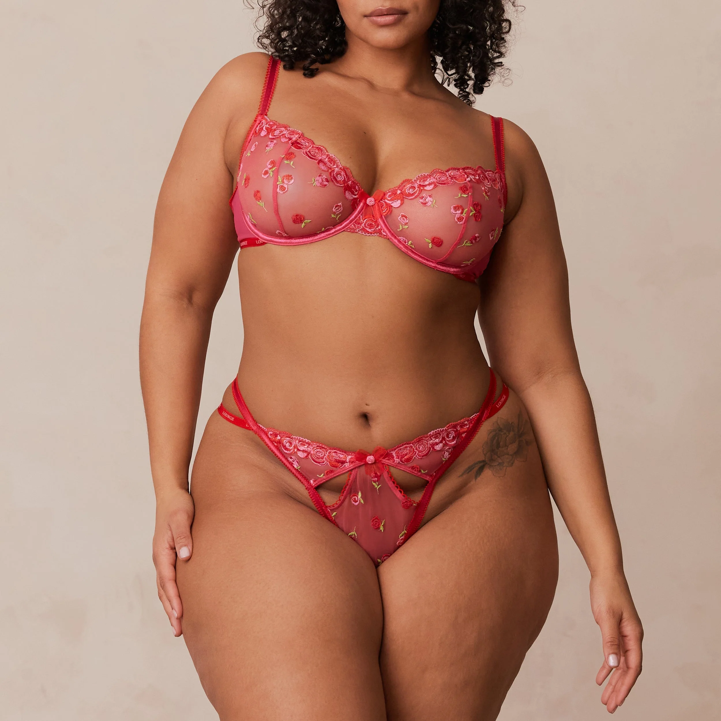 Blush Embroidered Balcony Bra  - Hot Pink - Image 3