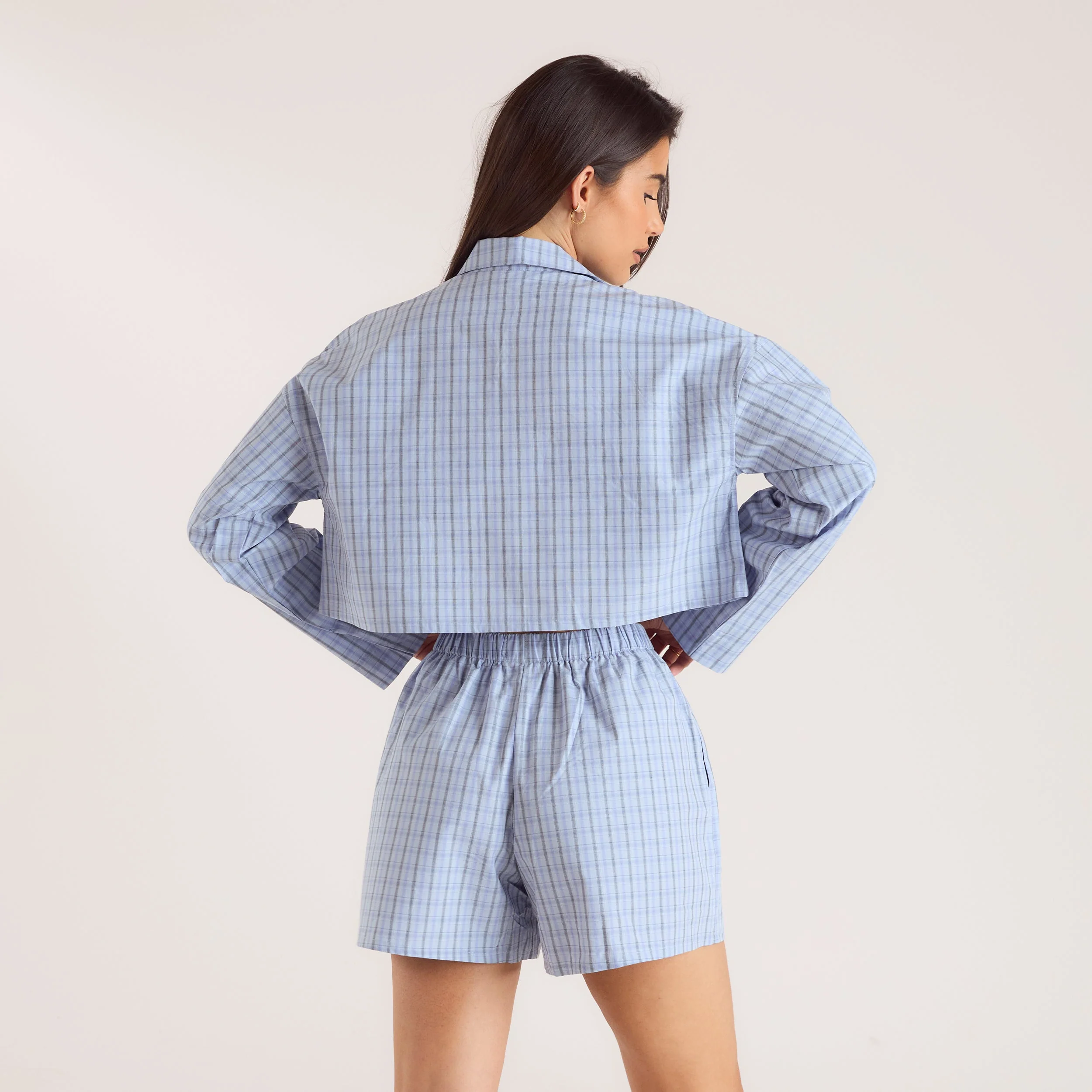 Checked Cotton Shirt - Blue - Image 2