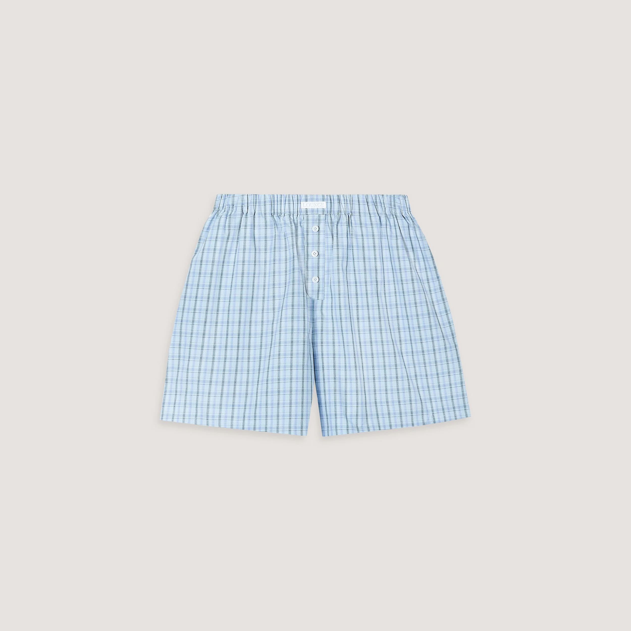 Checked Cotton Shorts - Blue - Image 5