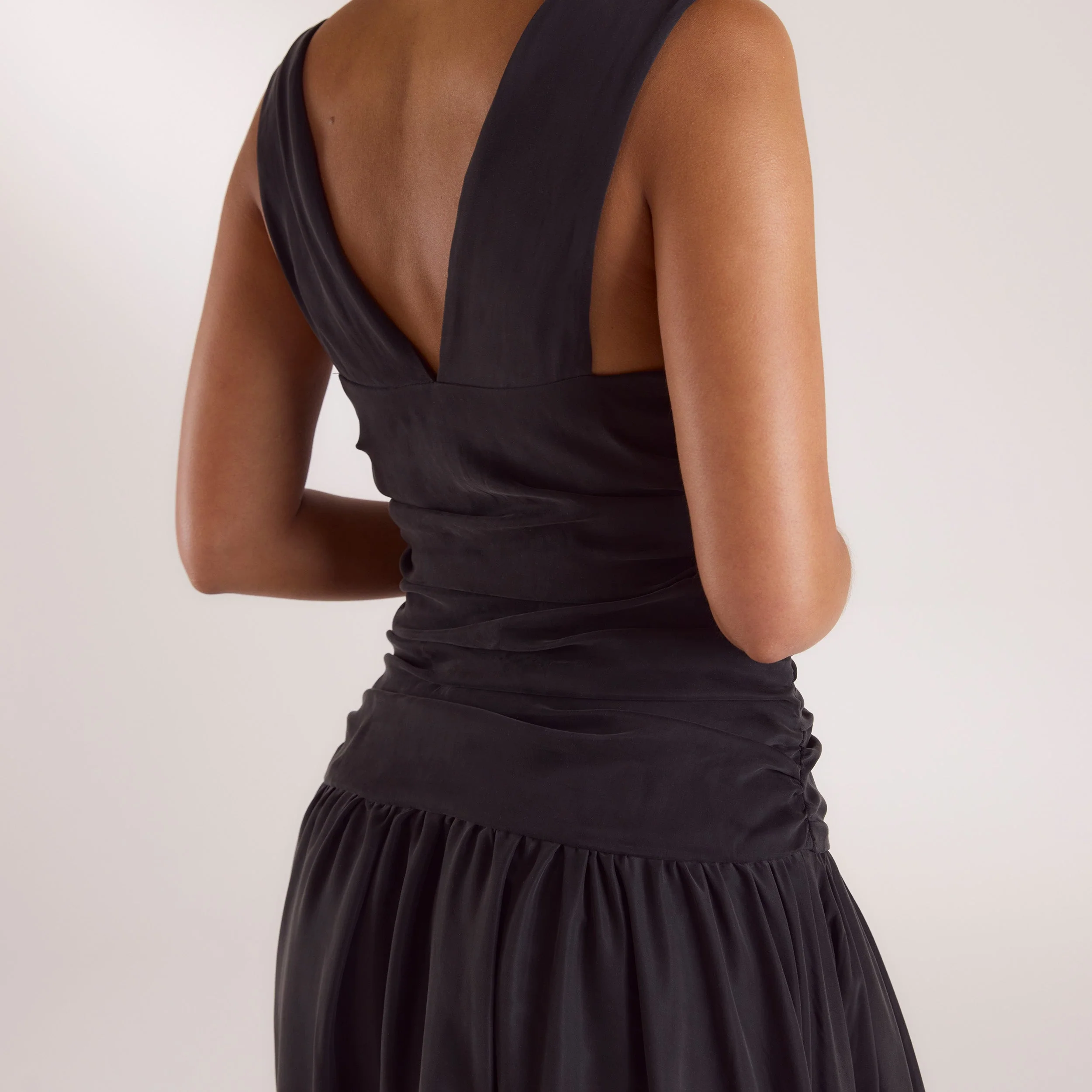 Cupro Blend Maxi Dress - Black - Image 3