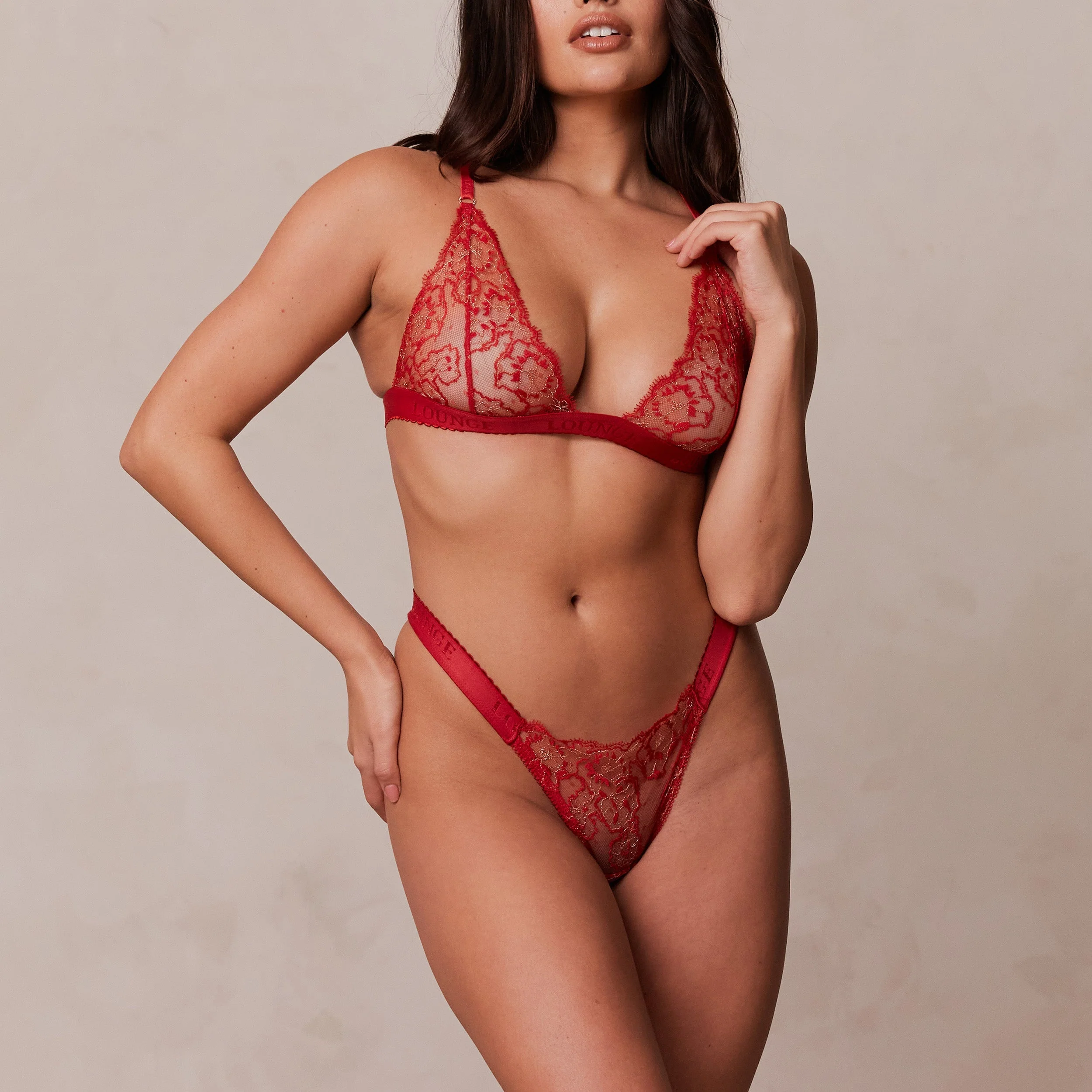 Embroidered Triangle Bra  - Maroon - Image 9