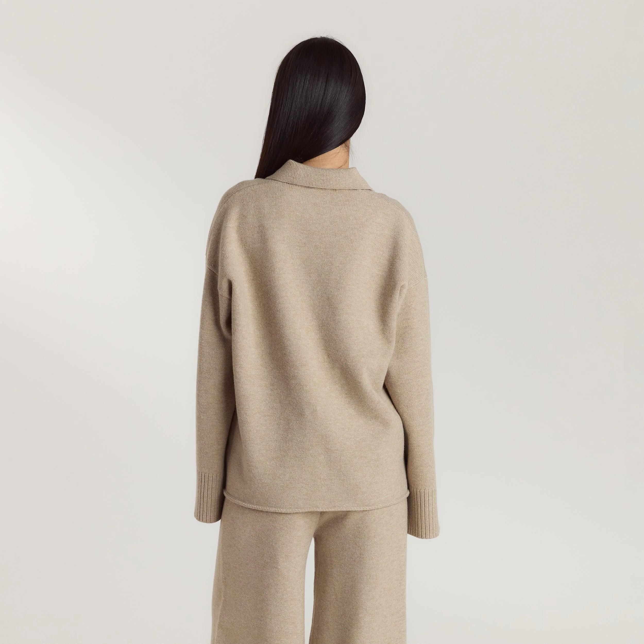 Half Placket Knitted Jumper - Mink - Image 2