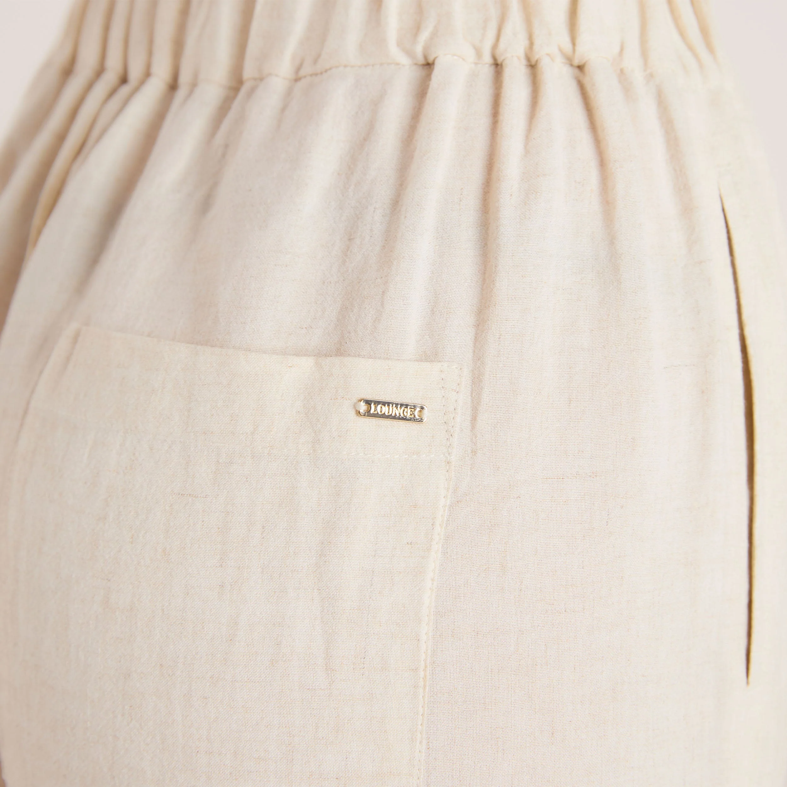 Linen Blend Wide-Leg Pants - Cream - Image 6