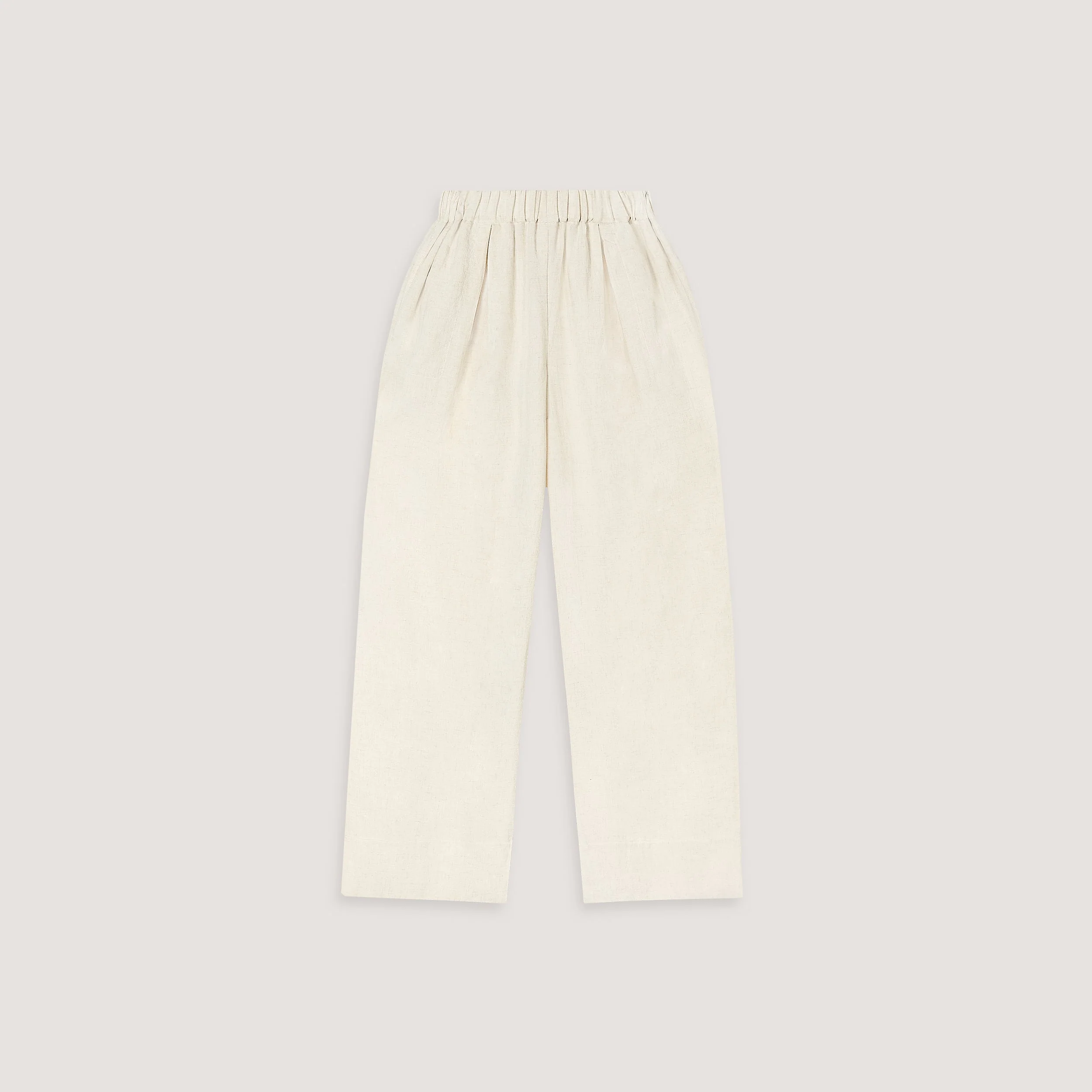 Linen Blend Wide-Leg Pants - Cream - Image 7