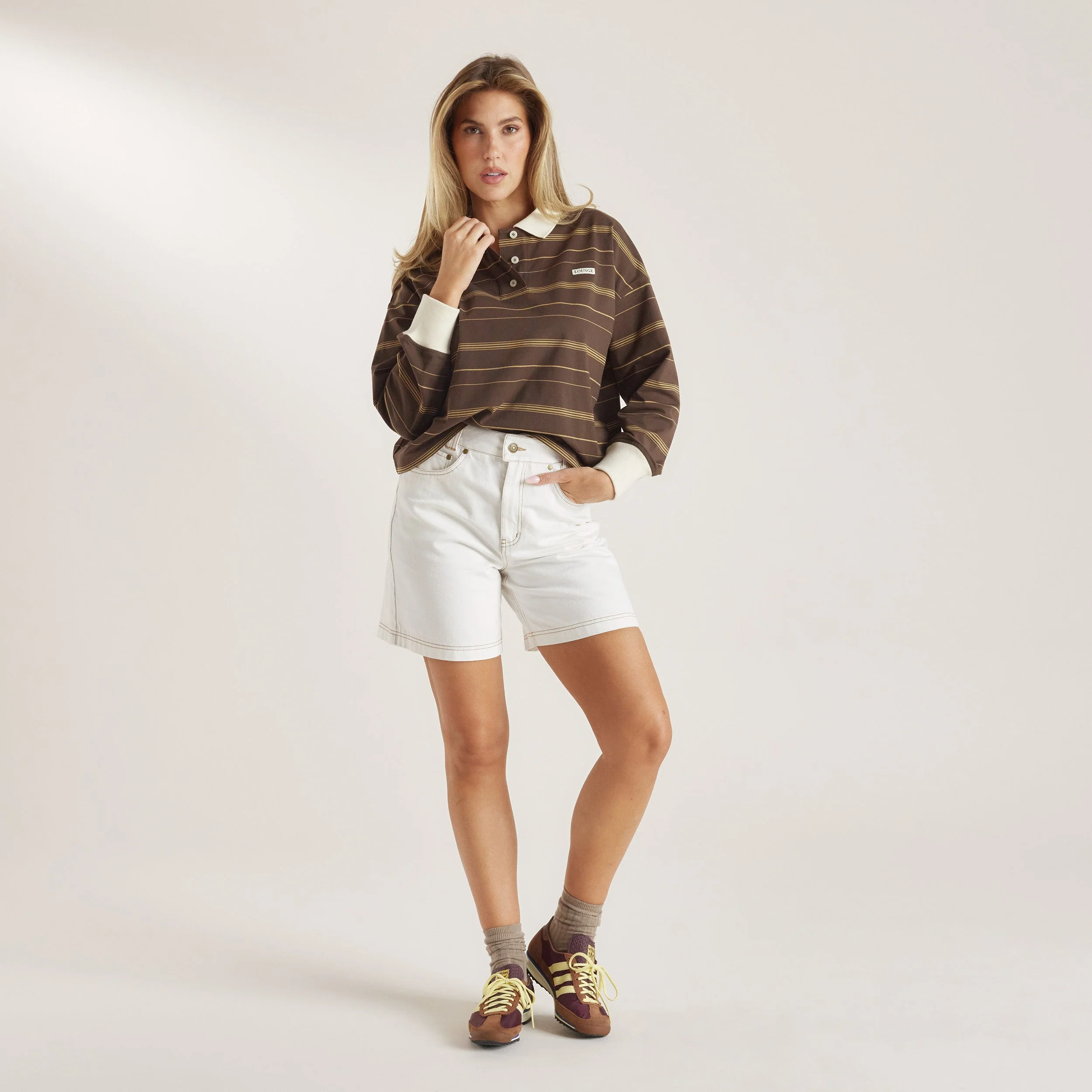 Longline Denim Jorts - White - Image 3