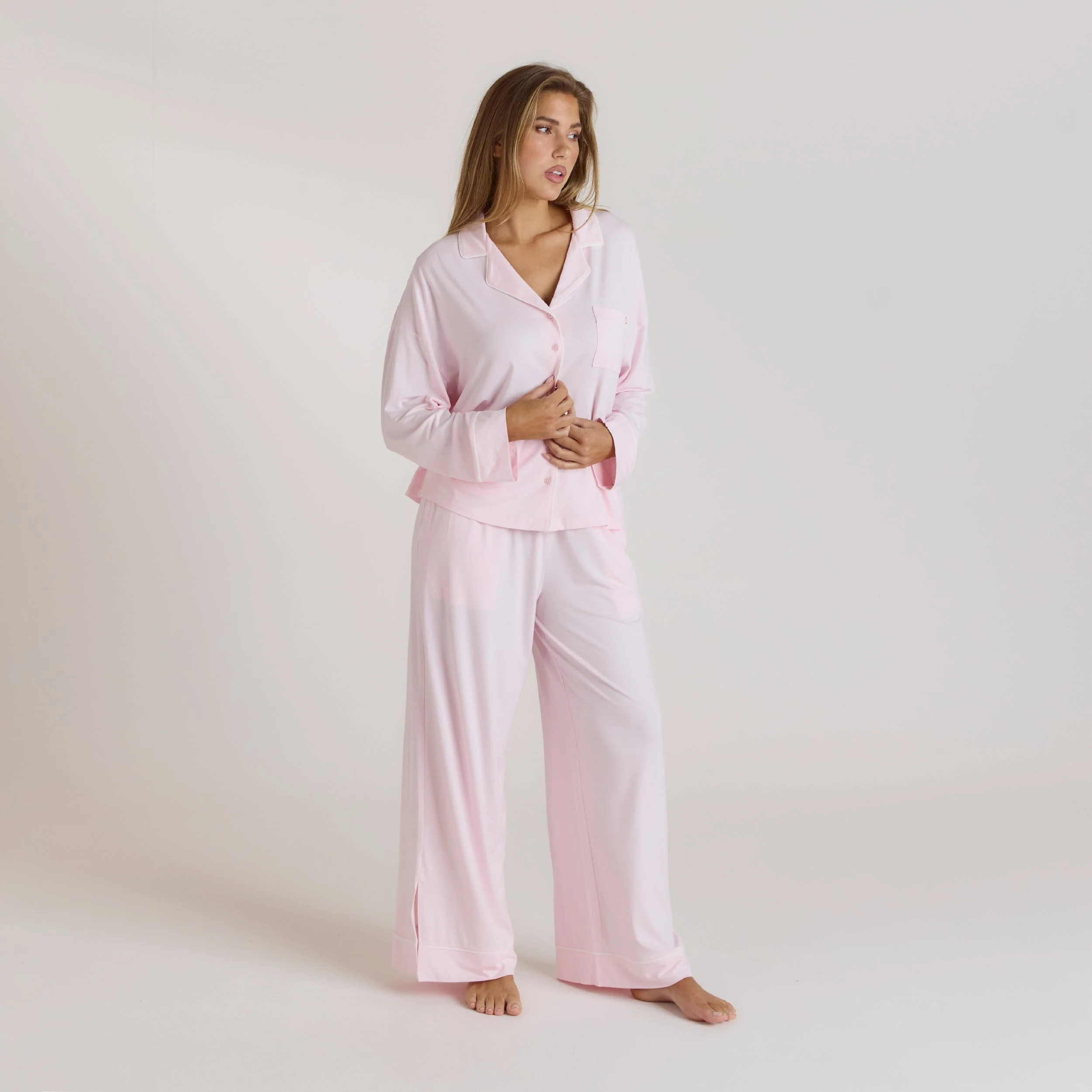Modal Pajama Shirt - Pink - Image 3