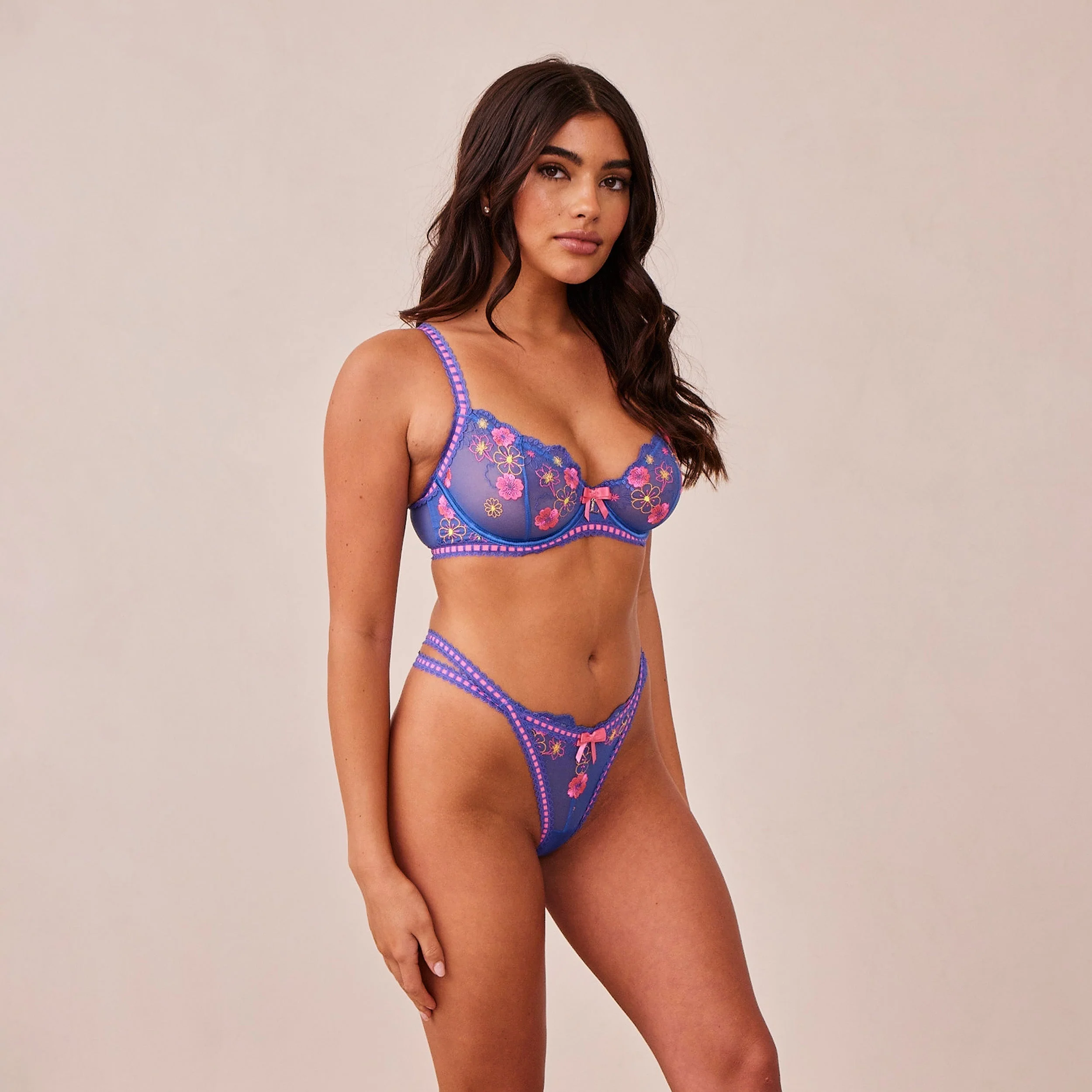 Neon Balcony Bra  - Blue - Image 6