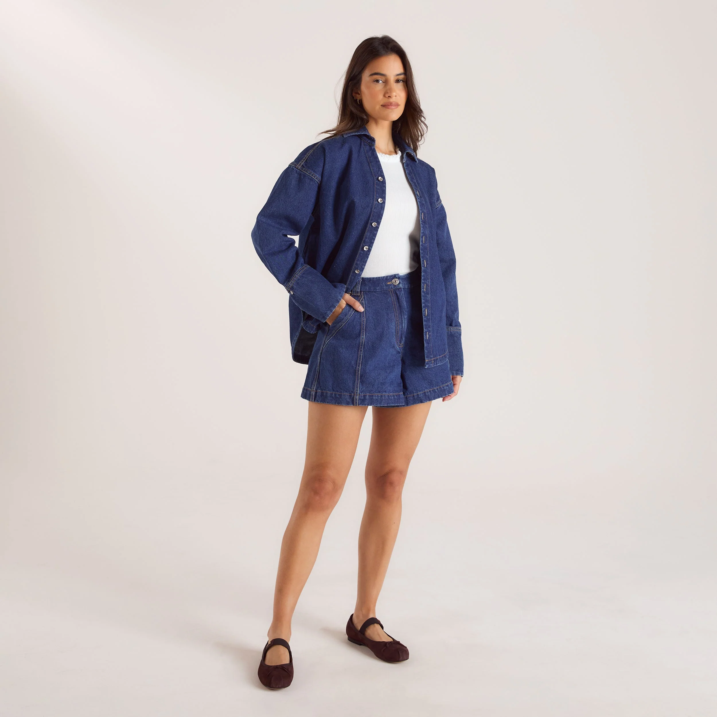 Oversized Denim Shirt - Blue - Image 3