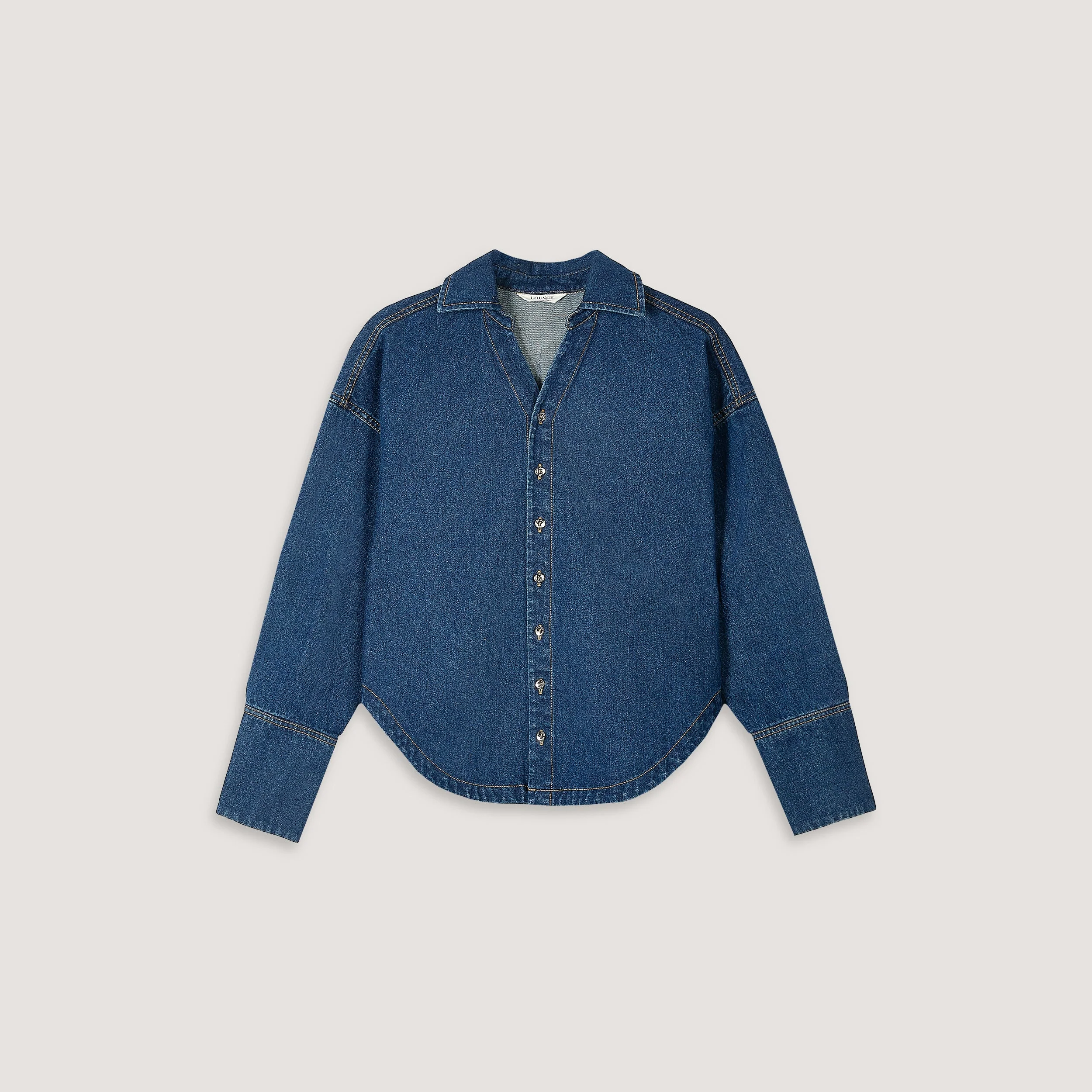 Oversized Denim Shirt - Blue - Image 7