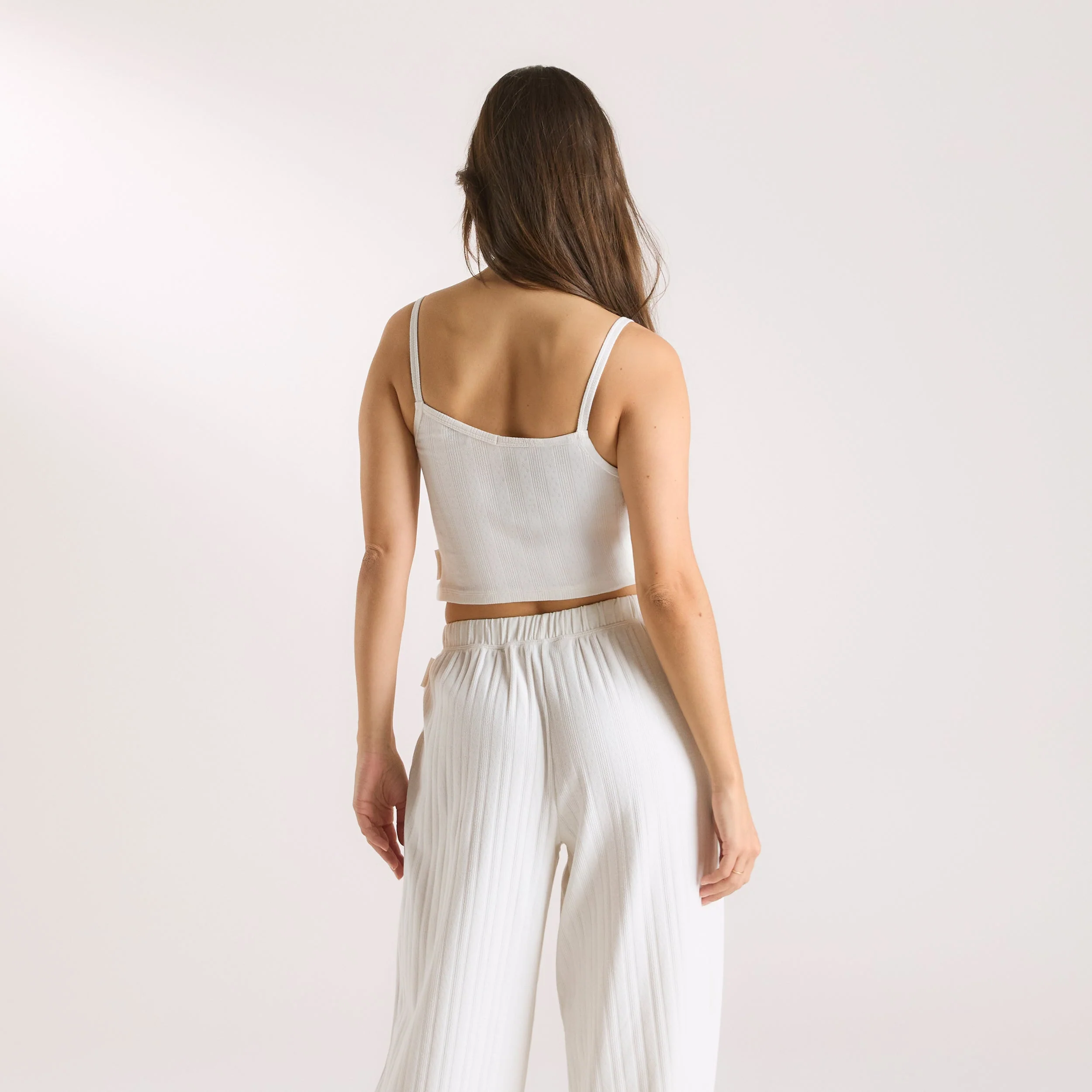 Pointelle Cami Pajama Top - Cream - Image 2