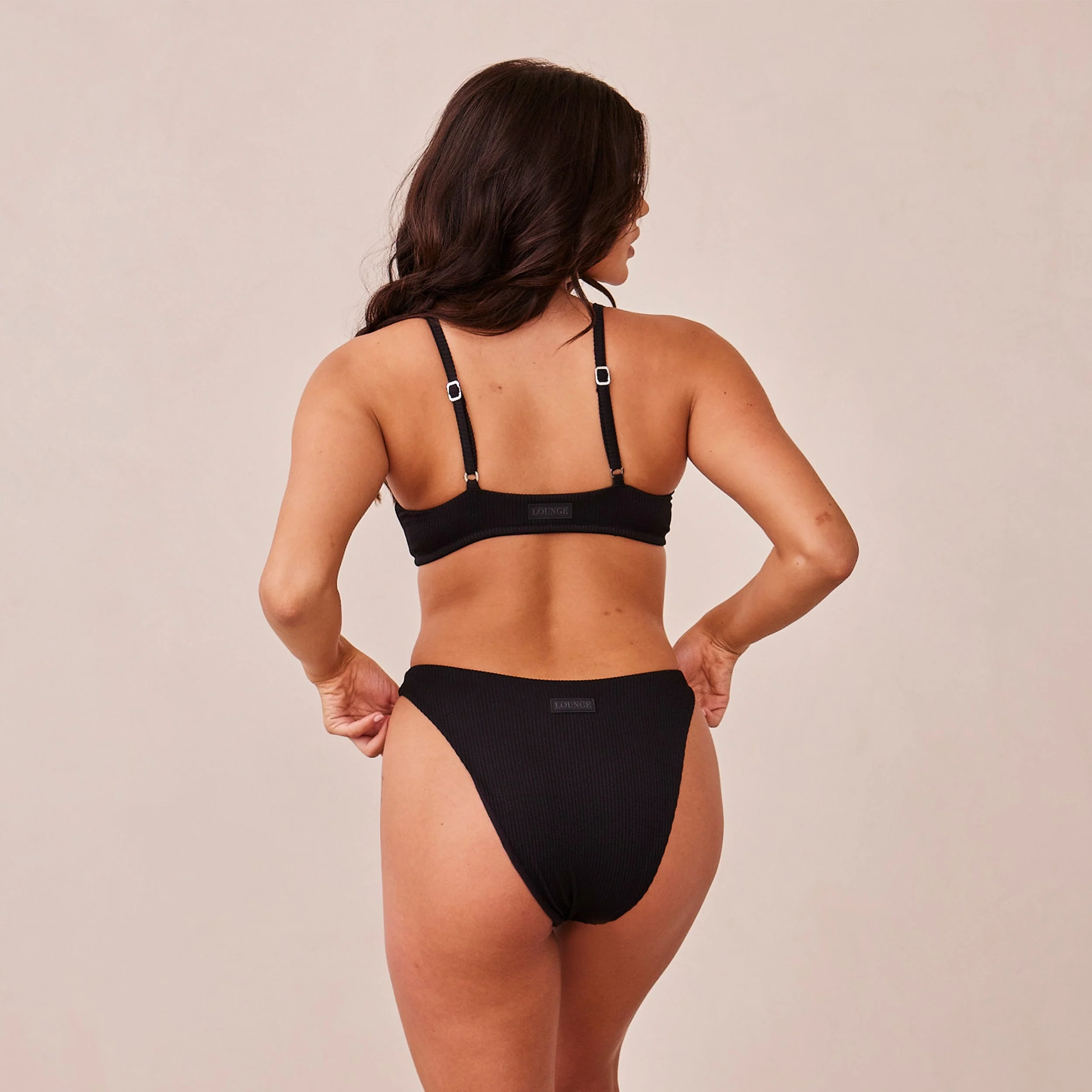 Ribbed Triangle Bra - Black - Image 14