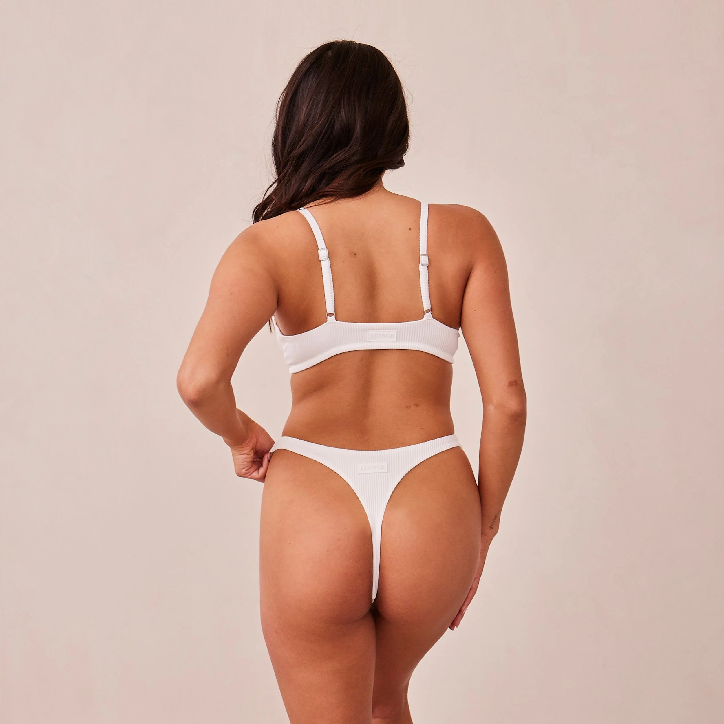 Ribbed Triangle Bra - White - Image 2