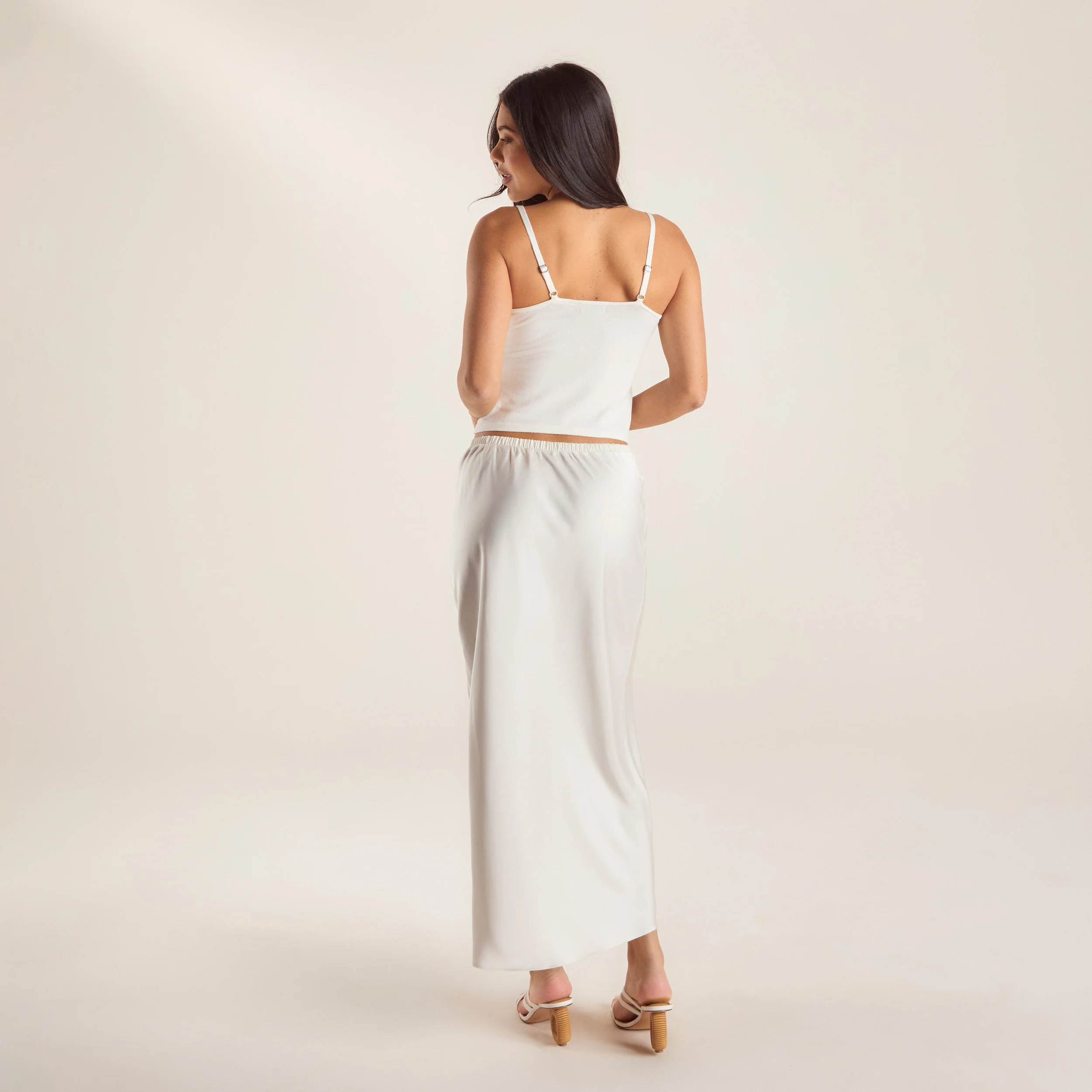 Satin Maxi Skirt - Off White - Image 3