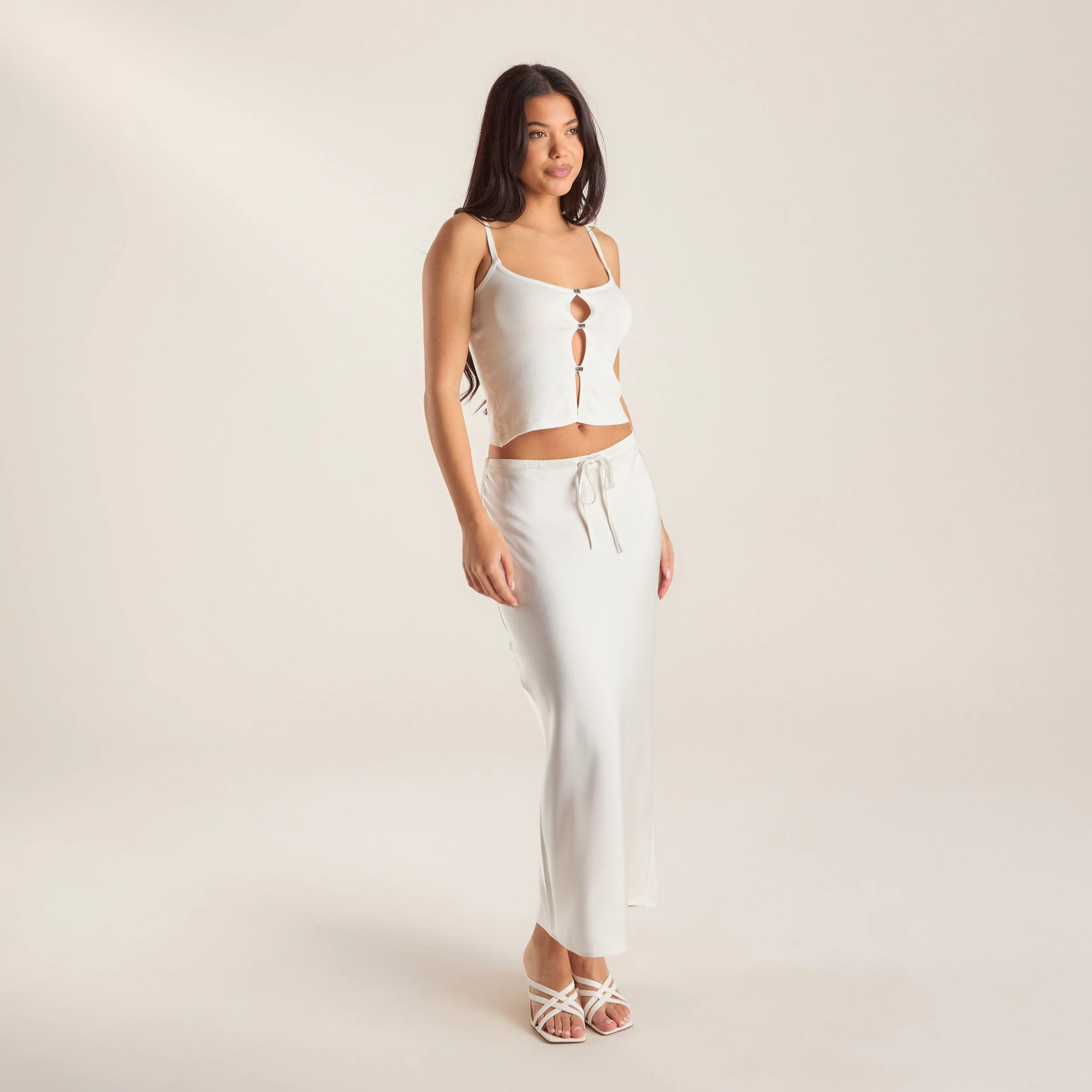 Satin Maxi Skirt - Off White - Image 5