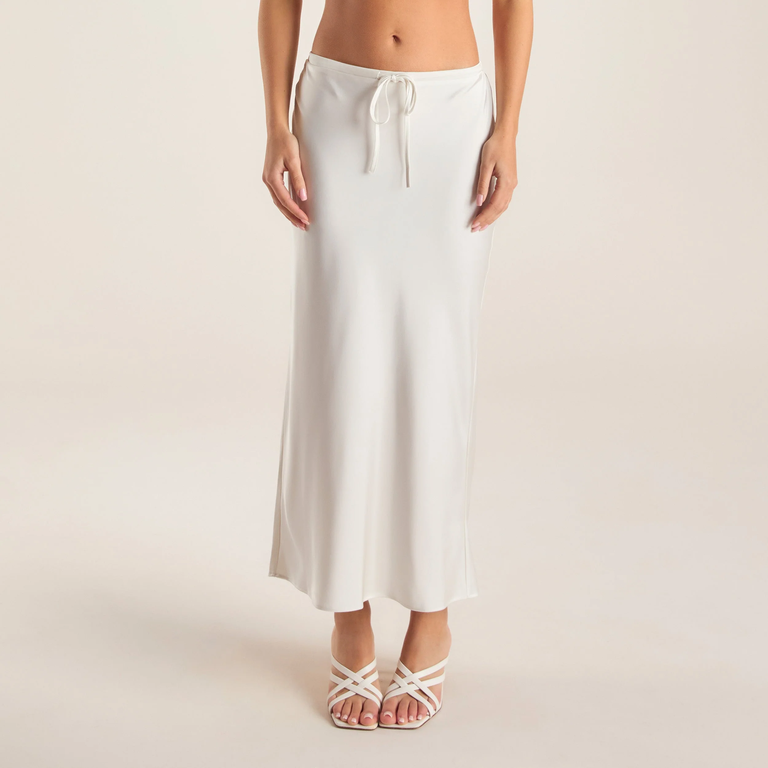 Satin Maxi Skirt - Off White - Image 6