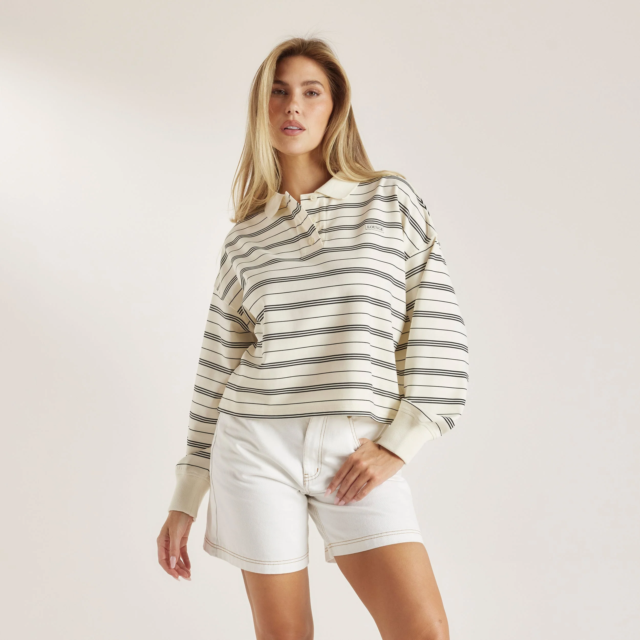 Striped Rugby Shirt - Cream - Image 3