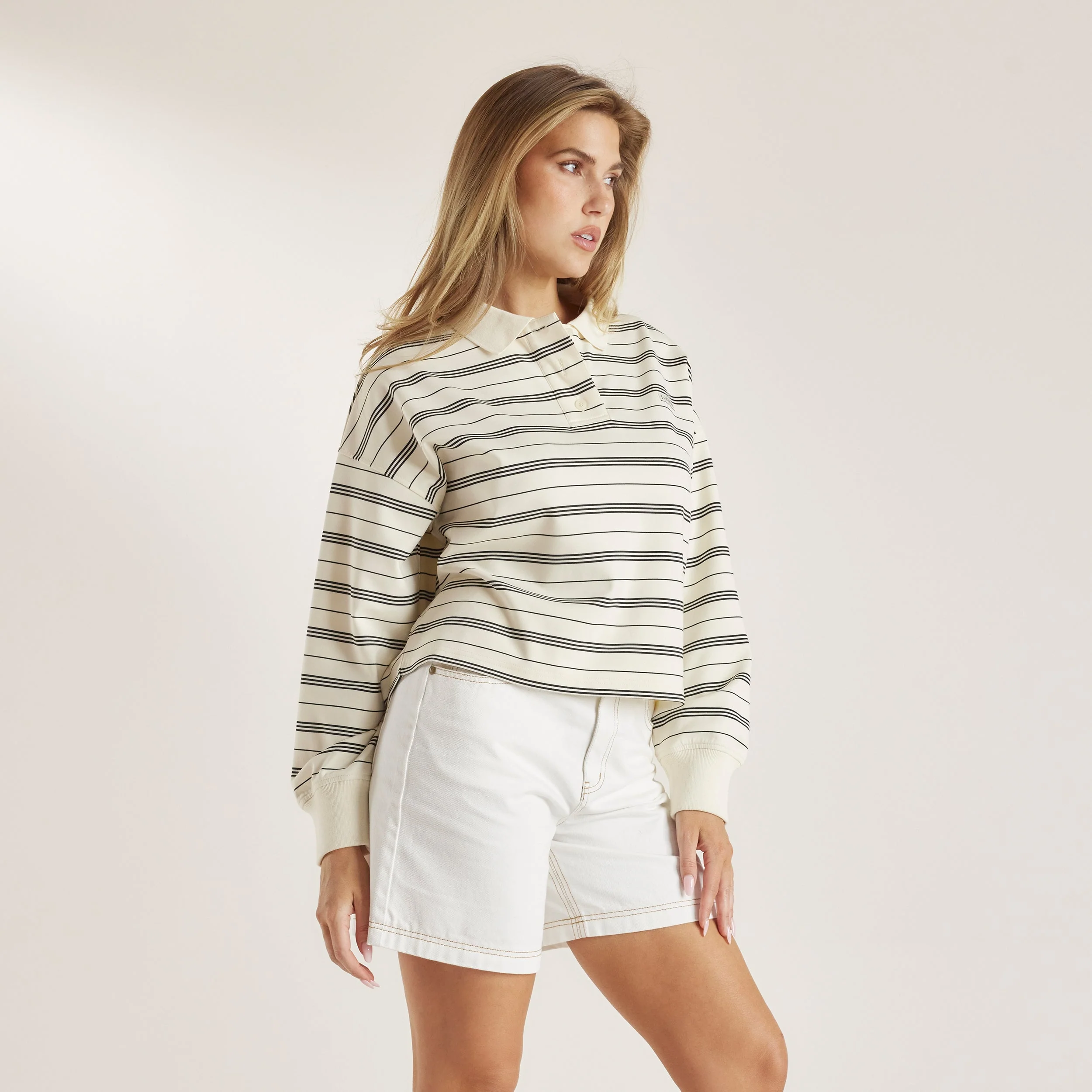 Striped Rugby Shirt - Cream - Image 6
