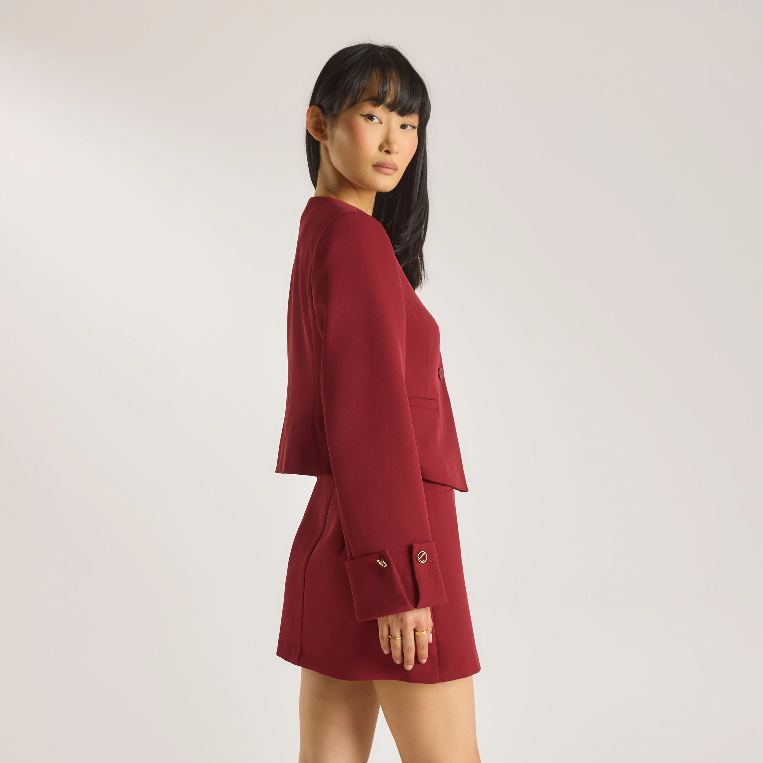 Structured Jacket - Wine - Image 2