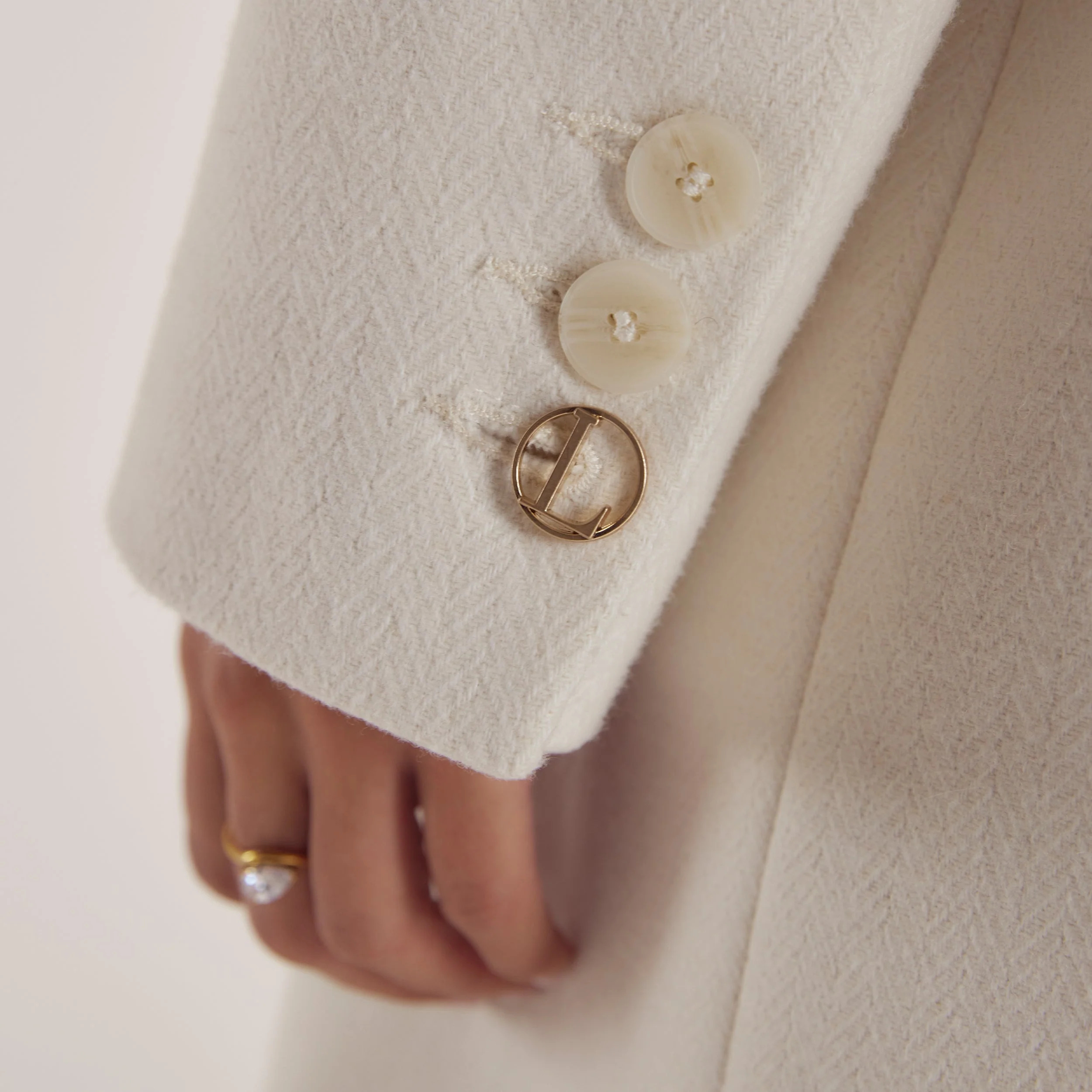 Wool Blazer Coat - Cream - Image 3