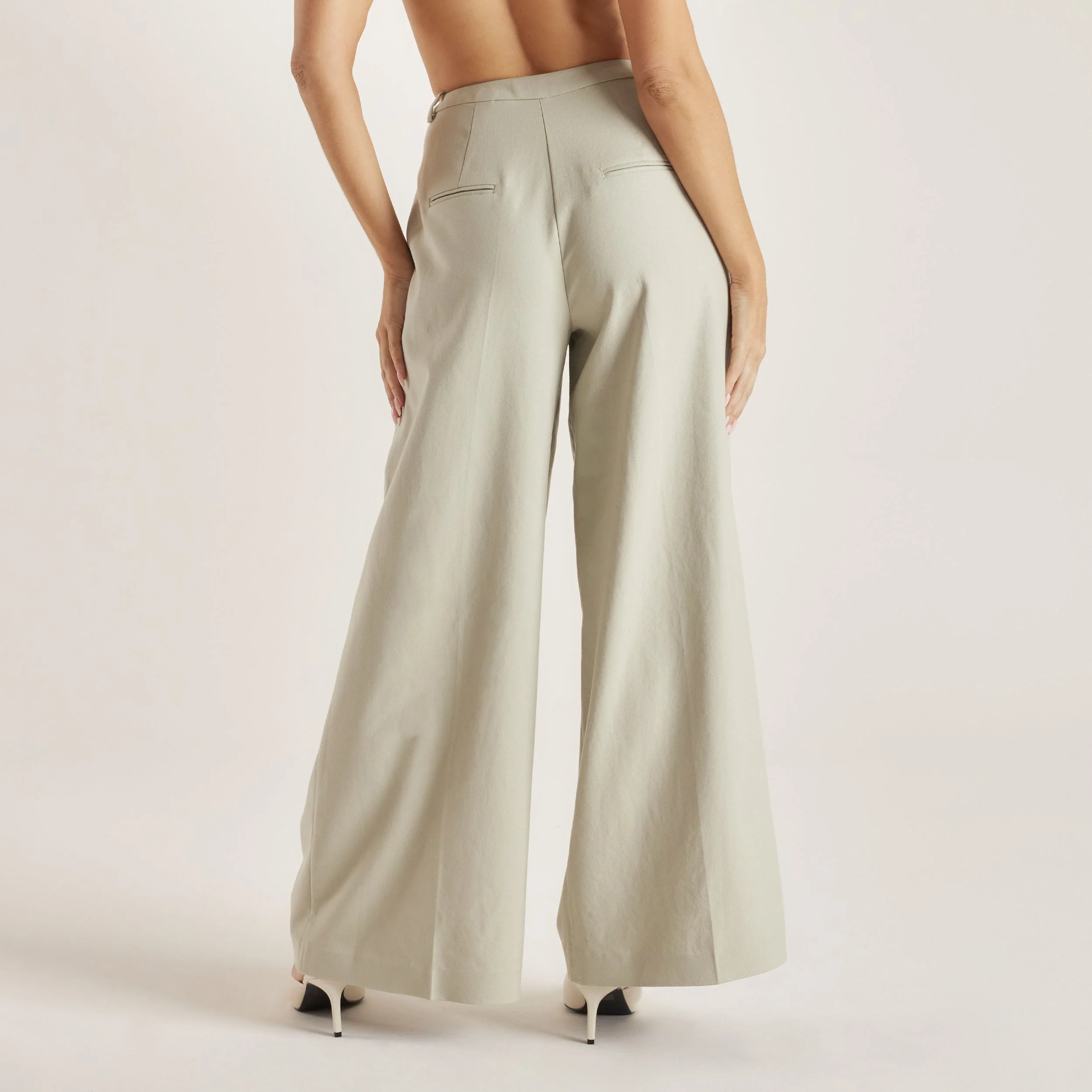 Woven Wide-Leg Pants - Sage - Image 2