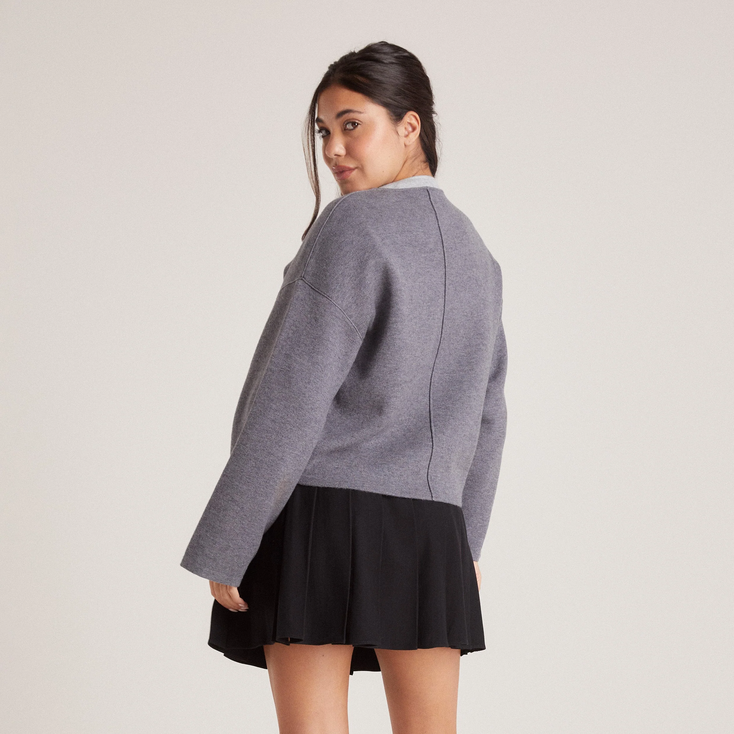 Zip-Up Cardigan - Charcoal - Image 5